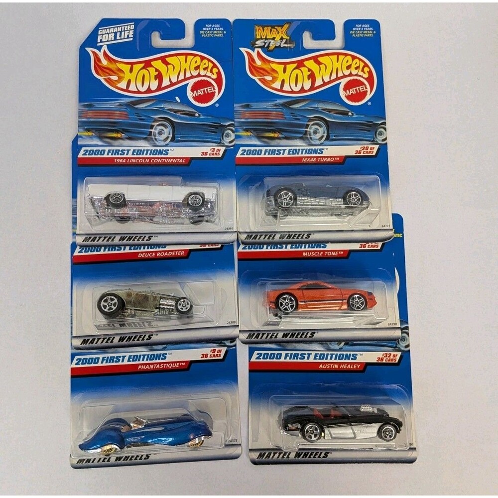 VTG Hot Wheels Lot Of 6 Cars 2000 First Editions Cars Lincoln Roadster Healey